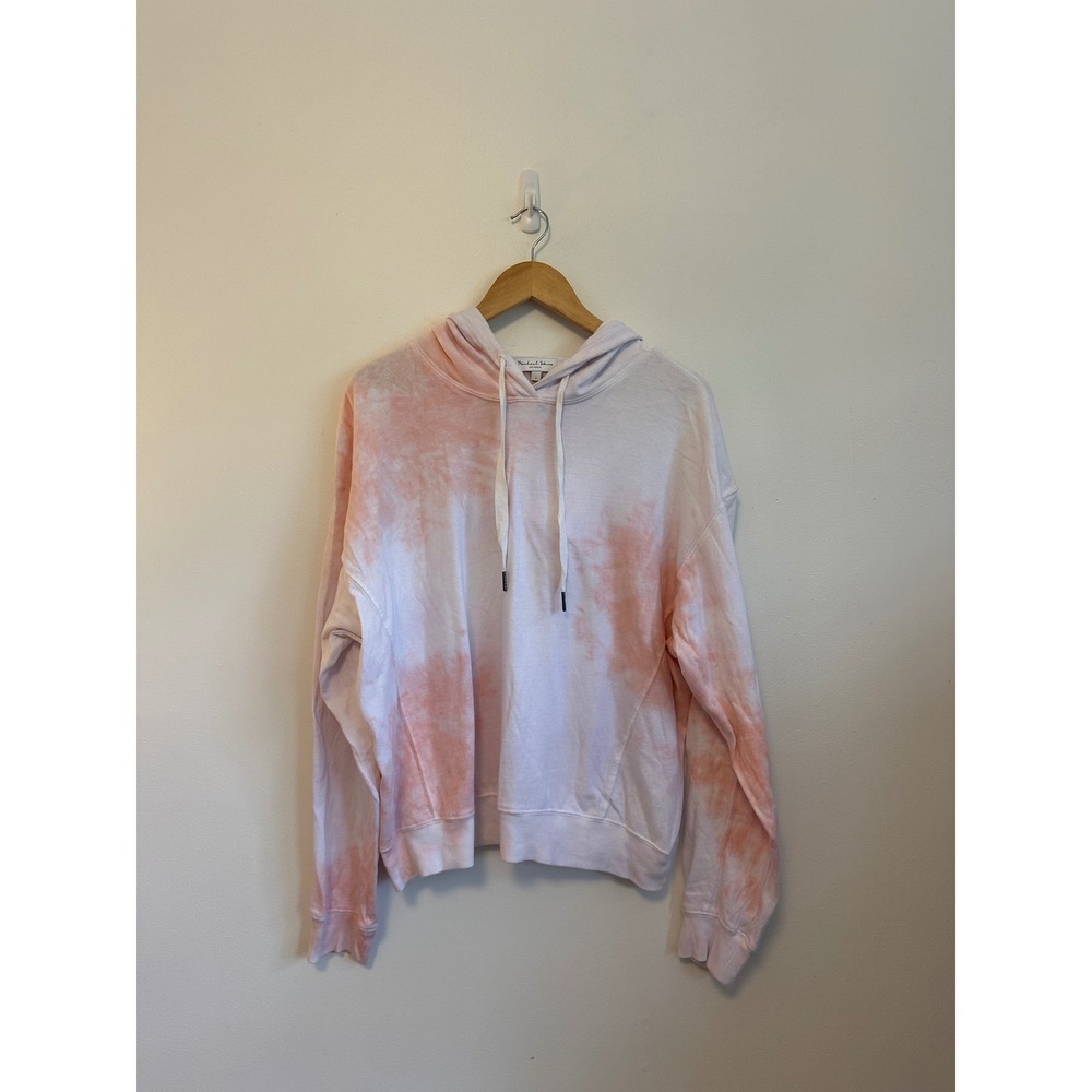 Michael Stars Pink and White Tie Dye Cotton Hoodie | Size Large
